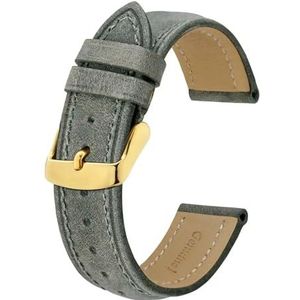 INEOUT Horlogeband 14mm 15mm 19mm 20mm 22mm 23mm 24mm Crazy Horse Lederen Horlogebandjes Vintage Vervanging Riem Gouden Gesp (Color : Grey, Size : 15mm)
