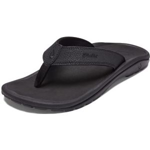 OLUKAI Ohana Strandsandalen voor heren, sneldrogende teenslippers, waterbestendig en licht, compressiegegoten voetbed en ultrazachte comfortabele pasvorm, zwart/zwart, 17 UK