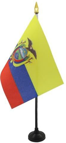Ecuador Table Vlag 15x10 cm - Ecuadorian Desk Vlag 15 x 10 cm - gouden speerblad - AZ FLAG