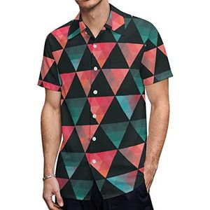 Retro Driehoek Heren Hawaiiaanse Shirts Korte Mouw Casual Shirt Button Down Vakantie Strand Shirts XS