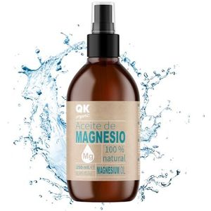 QKnatur - Gecertificeerde 100% Pure Organische Magnesium Olie Spray (250 ml) - Ideaal voor Sporters, Gewrichten, Spierontspanning, Goed Slapen