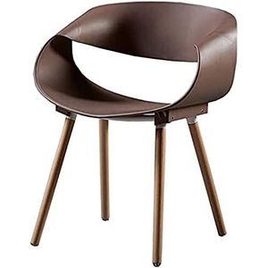GEIRONV 1 stuks moderne keuken eetkamerstoelen, houten poten rugleuning stoel eetkamerstoelen vrije tijd plastic stoel kantoor vergaderstoel Eetstoelen (Color : Khaki, Size : 47x50x80cm)