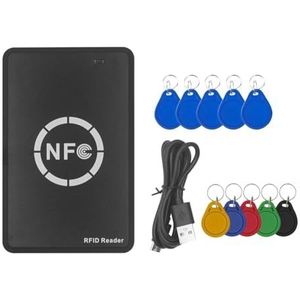 Pesfehhy RFID NFC Slimme Chip Lezer/Schrijver + 5XUID/CUID Sleutelhanger 125K 13.56M RFID Duplicator Tag Kopieer Kloon ID IC Sleutel Badge Kopieerder