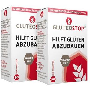 GluteoStop® - helpt gluten af te breken - glutengevoeligheid - glutenarm dieet - gluten enzym - glutentabletten (180 mini-tabletten)