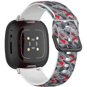 Zachte sportband compatibel met Fitbit Sense / Sense 2 / Versa 4 / Versa 3 (militaire terrorist wapen uitrusting) siliconen armband accessoire