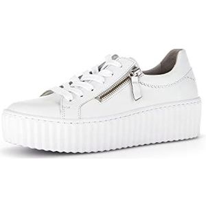 Gabor Low-Top sneakers voor dames, lage schoenen, uitneembaar voetbed, Wit 21, 44 EU