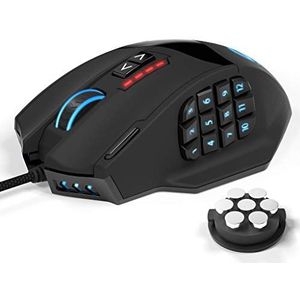 UtechSmart Venus Gaming-muis, 16400 dpi, USB, laser, MMO Gaming Mouse, 18 programmeerbare toetsen, 16400 dpi-bemonsteringssnelheid, configureerbare led-kleurverlichting, ergonomisch design