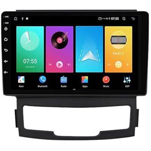Dubbele DIN Android 14 autoradio voor SsangYong Korando 3 Actyon 2 2010-2013 9 Duim QLED Touch screen-met Draadloze Carplay Android Auto GPS navigatie 4G WiFi Stuurwielbediening achteruitrijcamera(P2