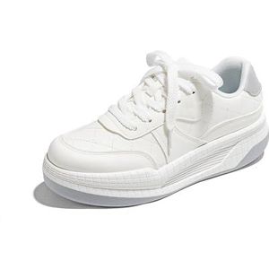 kumosaga Damesplatformsneakers, dames casual schoenen met veters, antislip platform mode sneaker trainers for school/werk/vrije tijd (Color : White, Size : 38 EU)