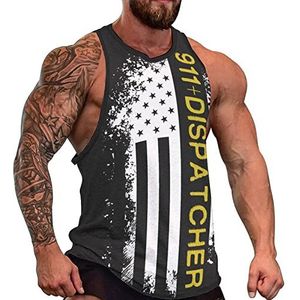 911 Dispatcher Dunne Gouden Lijn Vlag Mannen Tank Top Grafische Mouwloze Bodybuilding Tees Casual Strand T-Shirt Grappige Gym Spier