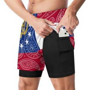 Paisley Georgia Staat Vlag Grappige Zwembroek met Compressie Liner & Pocket Voor Mannen Board Zwemmen Sport Shorts