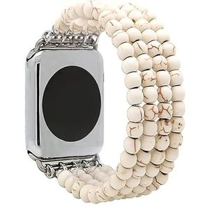 1 stuk natuursteen rekbare armband voor Iwatch Band, compatibel met 38 mm/40 mm/41 mm/42 mm/44 mm/45 mm/49 mm Unisex kralenband voor Apple Watch Ultra SE Serie 8 7 6 5 4 3 2 1, 42mm/44mm/45mm, agaat