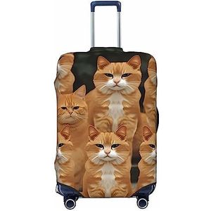 TOMPPY Oranje katten bedrukte bagagehoes elastische wasbare kofferhoes anti-kras kofferbeschermer geschikt voor 45-90 cm bagage, Zwart, XL