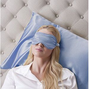 Jasmine Silk 100% Pure Zijde Gevulde Oogmasker/Slaapmasker Slaapmasker - Baby Blauw