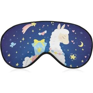 Schattige pluizige cartoon lama grappig lachend alpaca slaapmasker met verstelbare riem, comfortabel zacht oogmasker slaaphulp, lichtblokkerende oogmaskers