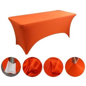 GSJNHY Spandex getailleerde stretch tafelkleed 1,5 - 20 cm klaptafel rechthoekig cocktailtafelkleed perfect voor bruiloftsfeest banket (kleur: oranje, maat: 6 FT)