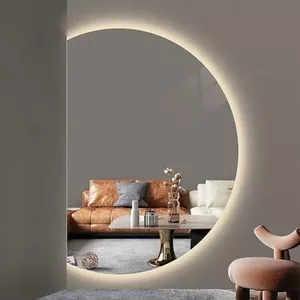 Led Light Badkamer Spiegel Halve Cirkel Make-up Spiegel Wandmontage Frameloze Spiegel Explosieveilige Backlit Spiegels 3-kleuren Dimbaar 50/60/70/80cm (Size : 80cm/32inch