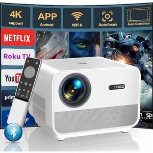 FunFlix A1 beamer 1080p FHD 4K ondersteunt 700ANSI WiFi Bluetooth Android System, thuisbioscoop beamer