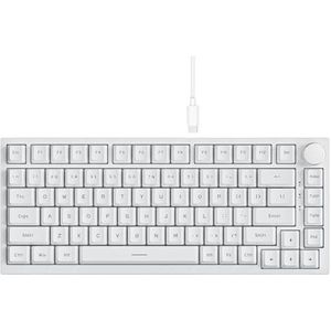 QPSJXN Mechanisch gaming-toetsenbord met draadloze en bekabelde opties C Bluetooth 5.1 aanpasbaar met draaiknop-vervangingsafdichting met AK820 en AK820 Pro (AK820 White)