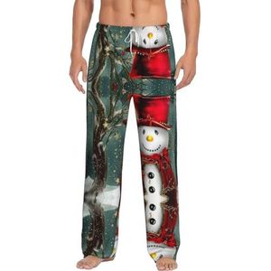 Lange loungekleding voor Kerstmis, heren, nachtkleding, pyjamabroek, nachtkleding, slaapkleding, met zakken en trekkoord, Wit, S