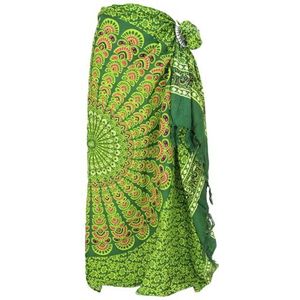 GURU SHOP Bali Sarong, wanddoek, wikkelrok, mandala sarongjurk, heren/dames, turquoise, synthetisch, maat: eenheidsmaat, groen, Eén Maat