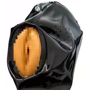 GOYOUTON BDSM Latex Masker Erotisch Masker Mond met Vagina SM Speeltjes for Koppels Sex Bondage Masker Fetisj BDSM Masker Hoofddeksels Partij Rubberen Masker Hoofdmasker Latex SM Cosplay Seksspeeltjes