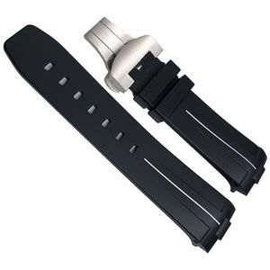dayeer Gebogen uiteinde rubberen horlogeband geschikt voor Panerai PAM441/1312/00111 sportband met roestvrijstalen vlinder 24 mm (Color : Black White, Size : 24mm)