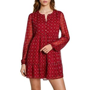 Jurk - PLUME - Cocktailjurk - Ronde Hals - Kort/Mini - Lange Mouw