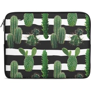 Cactus Op Strepen Laptop Sleeve Case Casual Computer Beschermhoes Slanke Tablet Draagtas Aktetas 15 inch