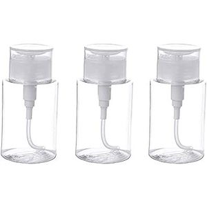 IMIROOTREE 3 stuks 200 ml Push Down Pomp Fles Clear Lege Cosmetische Flessencontainer Down Afsluitbare Pomp Dispenser Fles met Flip Top Cap, voor Nagellak en Make-up Remover