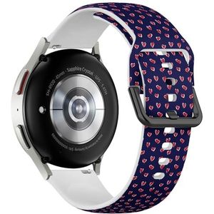 Sportieve zachte band compatibel met Samsung Galaxy Watch 6 / Classic, Galaxy Watch 5 / PRO, Galaxy Watch 4 Classic (rood marineblauw hartvormige dag) siliconen armband accessoire