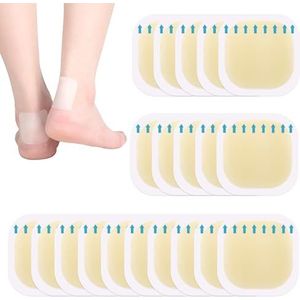 20 stuks gelpleisters, blarenpleisters, hydrocolloïde pleisters, waterdichte gelpleisters voor bescherming van de huid, verlichting van wrijvingspijn, vingers, tenen, voorvoet, hiel (vierkant)