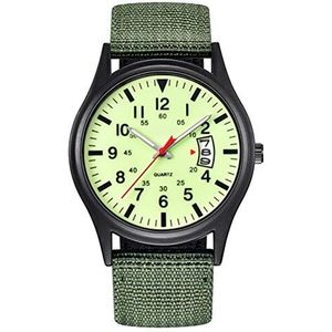 Merkts Mens analoog polshorloge, mode outdoor vrije tijd quartz horloge met mode analoog horloge met kalender, groen, Lichtgroen, 23*4*0.9 cm, riem