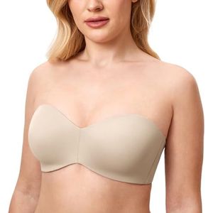 DELIMIRA Strapless-bh Voor Dames Zonder Beugel Minimizer Met Beugel Plus Ondersteuning Voor Maten Vlas Beige 70C