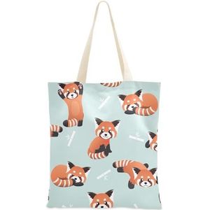 FRODOTGV Leuke Rode Panda Bamboe Canvas Tote Bag Canvas Tote Bags Voor Vrouwen Medium Canvas Tote Bag Geschenken Voor Vrouwen Stof Tote Bag Plain, Schattige Rode Panda Bamboe, 1 Size