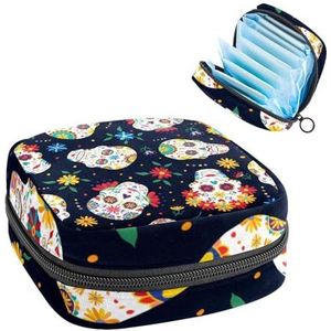 Opbergtas voor maandverband, menstruatiekit tas voor school, menstruatiecup zakje, maandverband organizer, schedelpatroon
