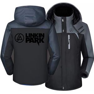 Heren Winter Warm Zip Up Hoodie Jacket voor Linkin Park Fashion Sweatshirt Comfortabele Fleece Pullover Tops Lange mouw Dik trainingspak,Black-M
