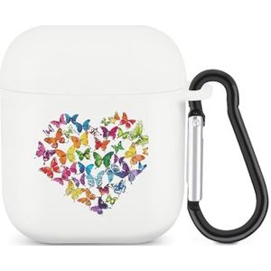 Kleurrijke Leuke Vlinder Hart Leuke Case Voor AirPods 2 & 1 Shockproof Beschermende Hoofdtelefoon Gevallen Cover Met Sleutelhanger Voor Mannen Vrouwen