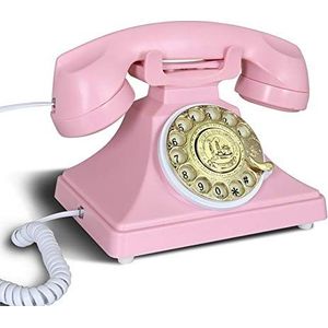 Telefoon Vintage telefoon Europees kantoor Home Antieke vaste lijn met handsfree metalen roterende Amerikaanse retro telefoon (A)