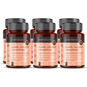 Dubbel Sterke Glutathion 1000 mg x 360 Tabletten (60 tabletten per fles, 6 flessen). Met 500 mg Glutathion, 300 mg ALA en 200 mg Vitamine C per tablet. 200% sterker dan normale glutathion tabletten. SKU: GLU3x6