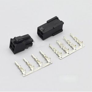 ChunLK 10-50 Set 4.2mm Pitch Connector 4Pin Man Vrouw Computer Grafische Kaart ATX 5557 5559 Transparant Zwart Stopcontact Met Pinnen(Male Female Black,20Sets)