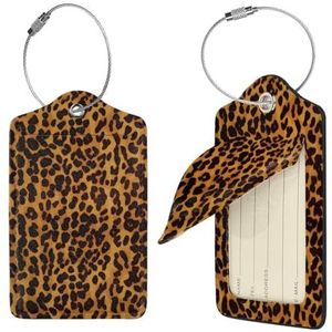 Cool Cheetah Luipaard Print Bagagelabel Leer met RVS Loop Privacy Cover Naam ID Labels voor Vrouwen Mannen