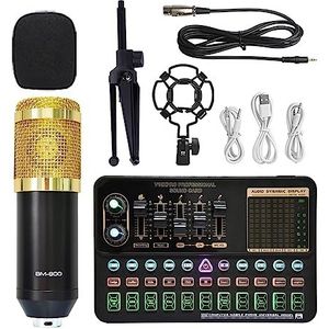 Geluidskaartkit, BM800 V10XPro Mixer Geluidskaart Studio Audio Mixer Zingen Ruisonderdrukking Microfoon Voice Live-uitzending Telefoon Computer Opnemen(V10XPro Set C)