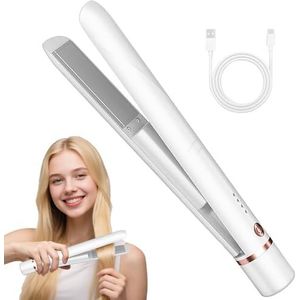 BIZOI Mini-stijltang, draadloos, mini-krultang, 2-in-1 stijltang, krullen en stijlen, mini-krultang voor reizen, geschikt voor alle haartypes, glad maken, golven, krullen naar binnen, naar buiten