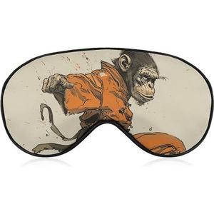 Ademend oogmasker oranje shirt aap gedrukt zachte slaap oogmaskers met verstelbare riem oogbedekking ooglapjes lichtblokkerende oogmasker voor kantoor, dutje reizen
