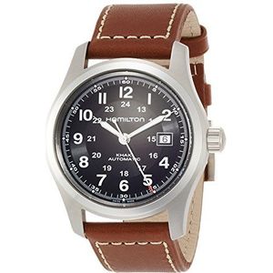 Hamilton Heren analoog automatisch horloge met lederen armband H70555533, zwart, armband