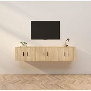 Tidyard 3 stuks TV wandkast woonwand tv-kast tv-kast lage kast hangkast TV meubels houtmateriaal Sonoma eiken 57x34,5x40 cm