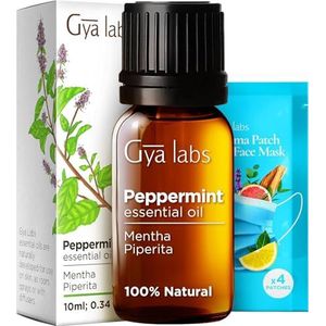 Gya Labs Pure Peppermint Oil for Hair Growth - 100% Therapeutic Mint Essential Oils - Premium Grade Natural Peppermint Essential Oil for Diffuser, Skin & Hair (10 ml)