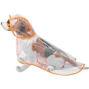 Pet Regenjas PU Waterdichte Hooded Rain Cape Regendicht Jas Mode Puppy Poncho Jas Doek Transparant met Oranje Rand (L)