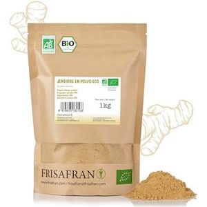 FRISAFRAN | Biologische Gemberpoeder | gember gemalen | 1kg | Gemberpoeder natuurlijk | Biologische Gemberpoeder | Gemberpoeder veganistisch | zonder toevoegingen | Gemberpoeder | Gember Gemalen